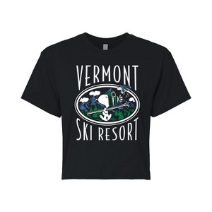 Women's - Peanuts - Vermont Ski Resort Cropped Graphic T-Shirt - 1 of 4