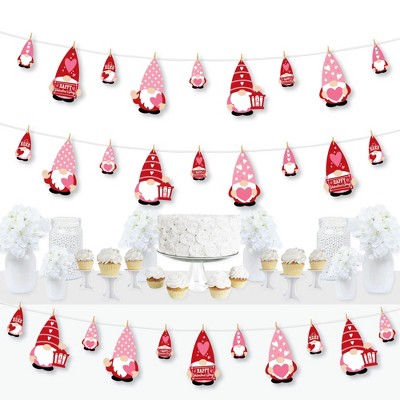 Big Dot of Happiness Valentine Gnomes - Valentine’s Day Party DIY Decorations - Clothespin Garland Banner - 44 Pieces