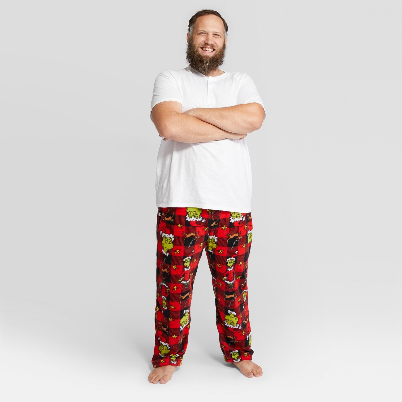 Men's Dr. Seuss The Grinch Holiday Pajama Pants - Red - image 1 of 3