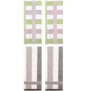 REGALWOVEN Striped Absorbent Soft Cotton Hand Towels for Bathroom 4 Pack - 1 of 4