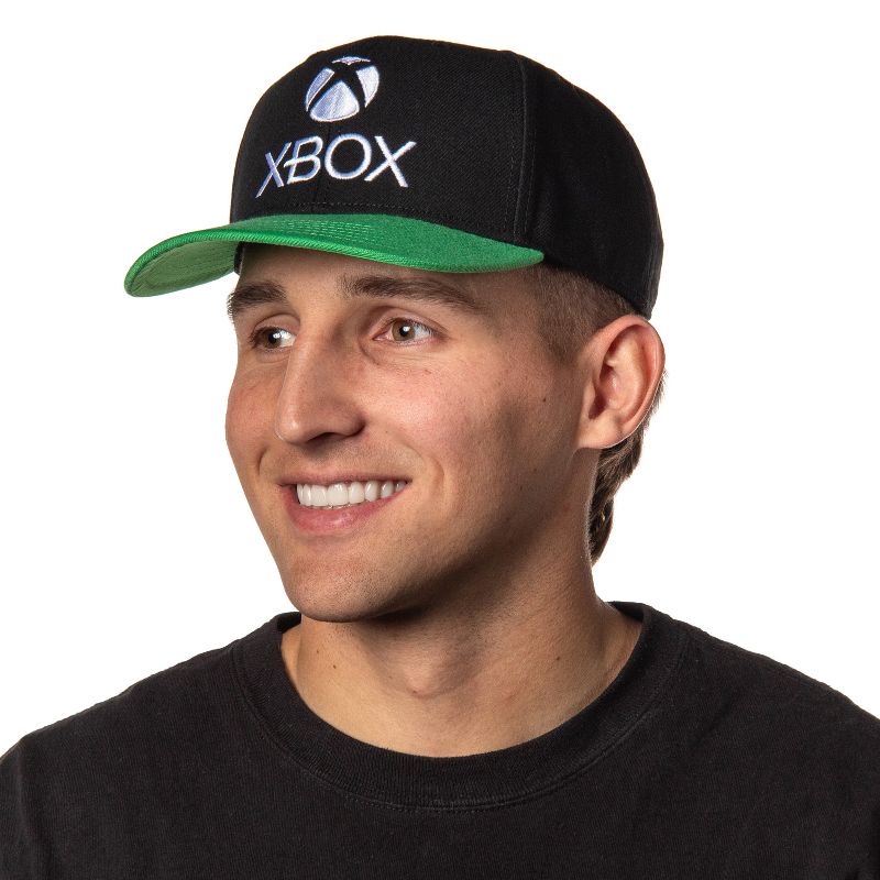 Xbox Mens' Gaming Logo Snapback Hat Adult Precurve Adjustable Hat Cap Black, 2 of 7