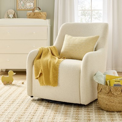 Boucle Upholstered Nursery Swivel Glider Chair Cream - Hearth & Hand™ with Magnolia