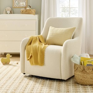 Boucle Upholstered Nursery Swivel Glider Chair Cream - Hearth & Hand™ with Magnolia - 1 of 4