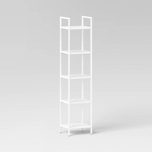 Frailey 15.7 in. Wide White 5 Shelf Bookcase, Narrow Bookshelf for Small  Space