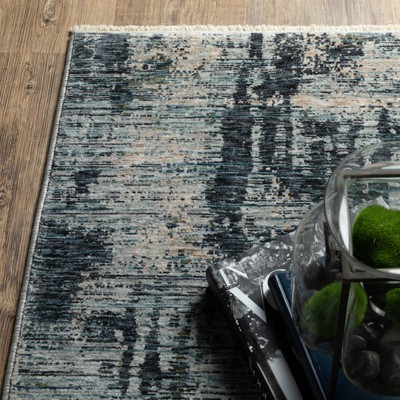 Hayden Abstract Blue and Beige Rectangular Area Rug 6'7" x 9'6"