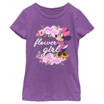 Girl's Minnie Mouse Floral Rose Frame T-Shirt