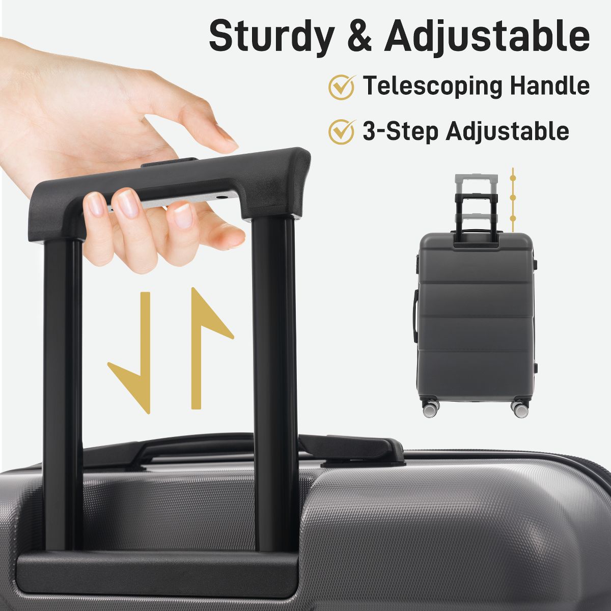Polibi Luggage Sets 6 Piece with Lightweight Double Spinner Carry-On and Checked Suitcase, 2 Bags - thumbnail 7