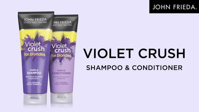John Frieda Violet Crush for Blondes Shampoo for Blonde Hair, Knock Out Brassy Tones Purple - 8.3 fl oz, 2 of 15, play video
