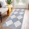 2 x 6 ft Polyester Black Rectangular Laundry Bathroom Kitchen Modern Geometric Diamond Print Machine Washable Runner Rug - 3 of 4
