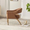Lyngins 25.79" Wide Modern Barrel Chair, Open Back Upholstered Accent Chair with Weathered Solid Wood Legs, PU Fabric Dining Chair for Dining Room - 3 of 4