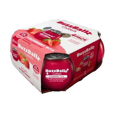 BuzzBallz Strawberry Margarita - 4pk/187ml Plastic Bottles