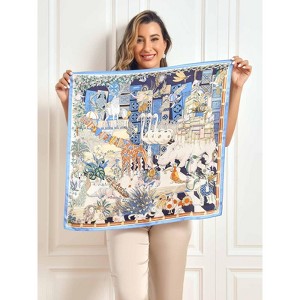 SilkSilky Women's Pure Silk Scenery Pattern Square Scarf 68x68cm/26.8 - 1 of 1