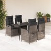vidaXL 5 Piece Patio Dining Set - Gray Poly Rattan Chairs with Cushions & Black Tempered Glass Table for Outdoor Garden, Backyard, Patio - 2 of 4