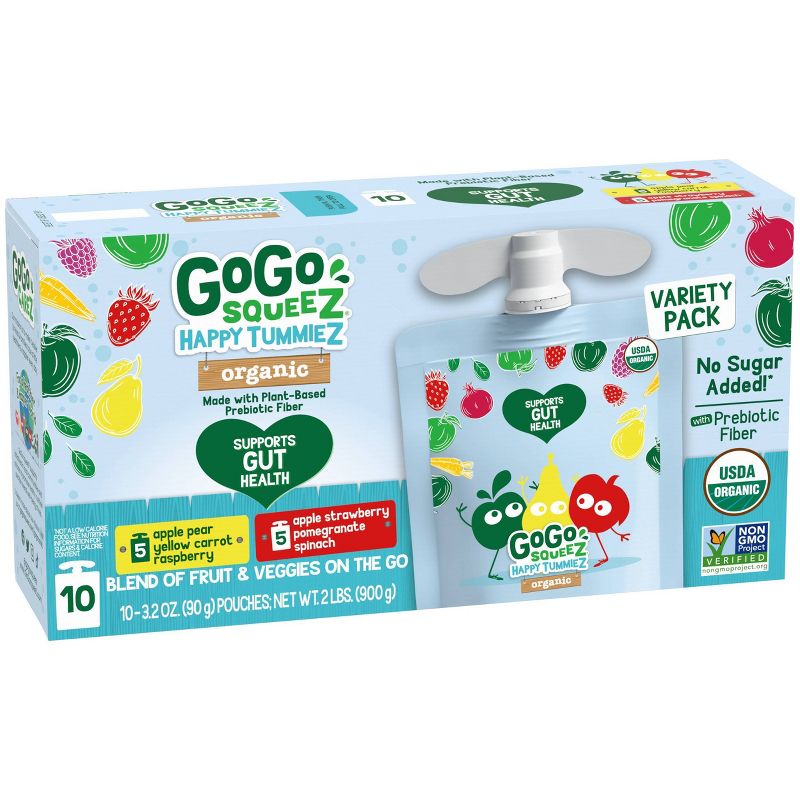 GoGo SqueeZ Happy TummieZ Organic Apple Pear Yellow Carrot/Strawberry Pomegranate Spinach Variety Pack - 3.2oz/10ct, 3 of 10