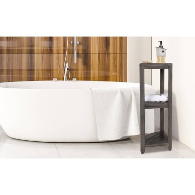 32" SnazzyCorner Tall Teak Shower Shelf Light Gray - CoastalVogue