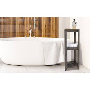 32" SnazzyCorner Tall Teak Shower Shelf Light Gray - CoastalVogue - 1 of 4