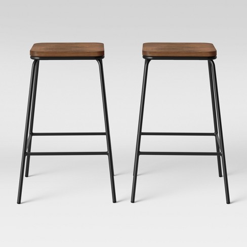 Set Of 2 Rhodes Metal/Wood Barstool Black   Project 62™ : Target