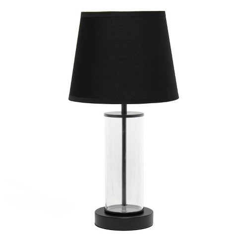 Glass table lamp with deals black shade