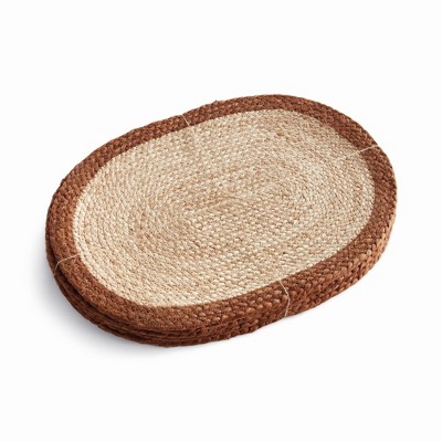 Plum & Post Jute Coil Oval Placemats, Set of 8 - Natural/Rust