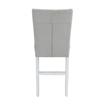 Elizaveta Gray Velvet and White Wood Counter Chair Set