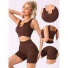 Allegra K Women's Bra and Underwear Sets, Ribbed Exercise Tank Bra High Waist Flatten Stomach Knickers - 3 of 4