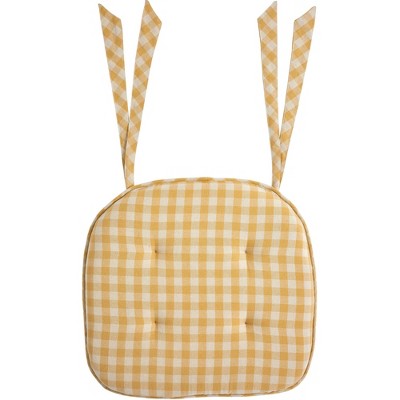 Golden Honey Check Chair Pad 16.5x18  VHC Brands