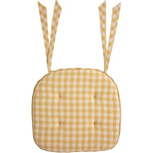Golden Honey Check Chair Pad 16.5x18  VHC Brands - 1 of 4