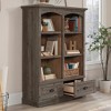 Vynxaria Cottage-Style Bookcase with Drawers Brown Finish, 6 Shelves (4 Adjustable), 2 Roomy Drawers, for Living Room/Office/Library - 3 of 4