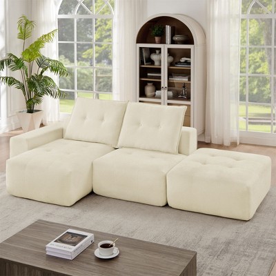 NicBex Couches for Living Room L-shape Modular Linen Sectional Sofa Couch Modern Upholstered Wide Deep Seat Convertible Couch Set