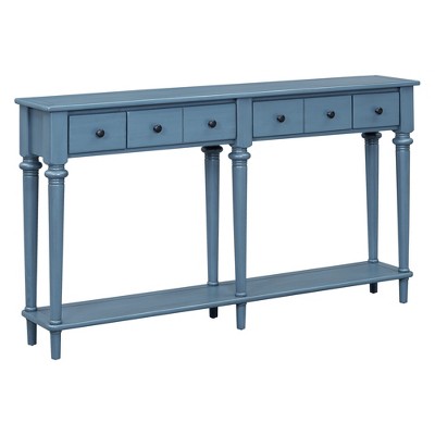 Dexmalle Retro Console Table with Open Shelf and 4 Drawers