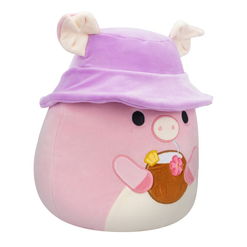 Squishmallows 16&#34; Peter Pink Pig with Tropical Drink in Bucket Hat, 4 of 9