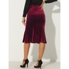 Allegra K Women's Feminine Retro Bodycon High Waist Velvet Fishtail Skirt - 3 of 4