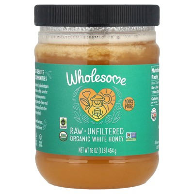 Wholesome Sweeteners Raw + Unfiltered Organic White Honey , 16 oz (454 g)