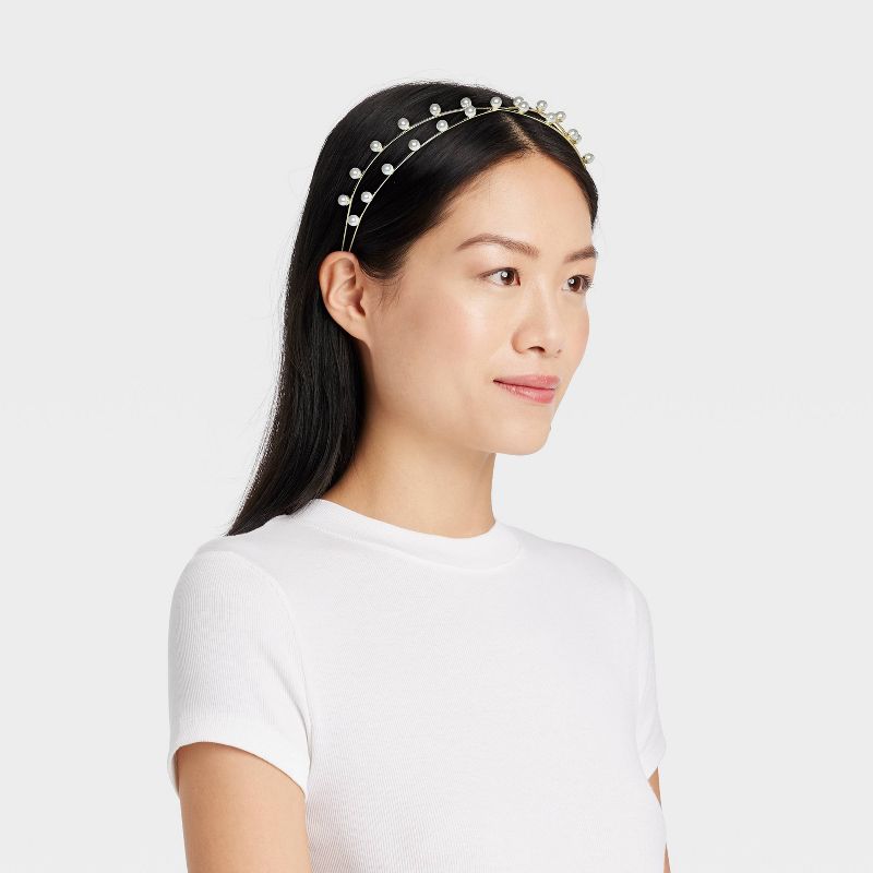 Duo Wire Pearl Headband - A New Day&#8482; Gold, 3 of 7