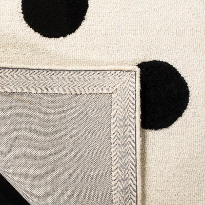 Ivory & Black Hand-Tufted Wool Runner Rug for Kids