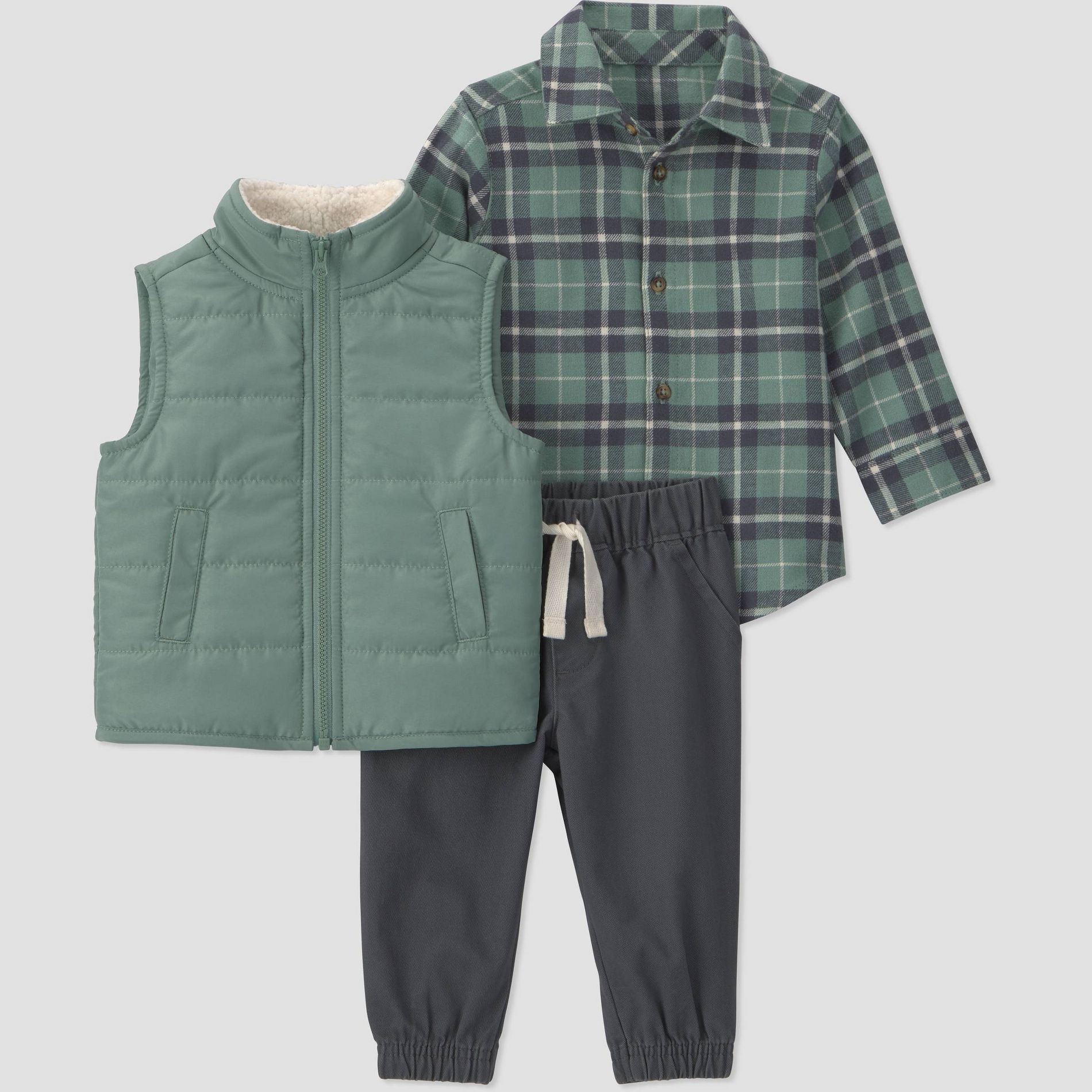Carter's Just One You® Baby Boys' 3pc Plaid Vest Set