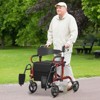 Gymax 2-in-1 Rollator Walker & Wheelchair Combo with Adjustable Handlebar Handbrake Removable Bag Senior Mobility Aid Blue/Black/Red - 2 of 4