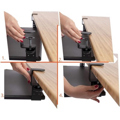 Large Black Adjustable Clamp-On Under Desk Keyboard Tray
