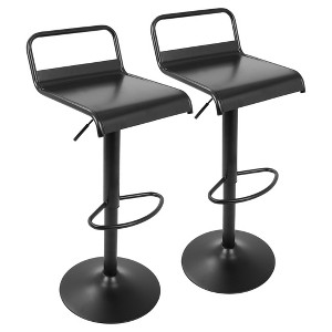 Set of 2 Emery Industrial Contemporary Barstool - Black - Lumisource: Adjustable, 360 Swivel, Metal Frame, Footrest - 1 of 4