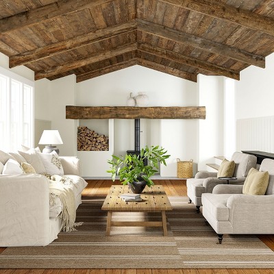 Birchwood Sand Tufted Wool Reversible Striped Area Rug, 8' x 10'