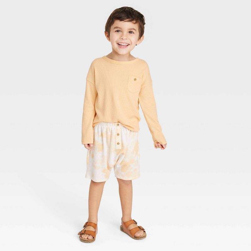 Grayson Collective Toddler Waffle Long Sleeve Top & Bottom Set - Peach Orange, 1 of 4