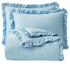 Evo Bytes Washed Microfiber Ruffled Comforter Set Soft Lightweight Bedding-Queen Comforter&2 Standard Shams-Blue - 3 of 4