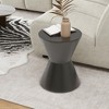 POVISON 14.17" Modern Minimalist Round Side Table, Minimalist End Table, Fiberglass, Gray - 2 of 4