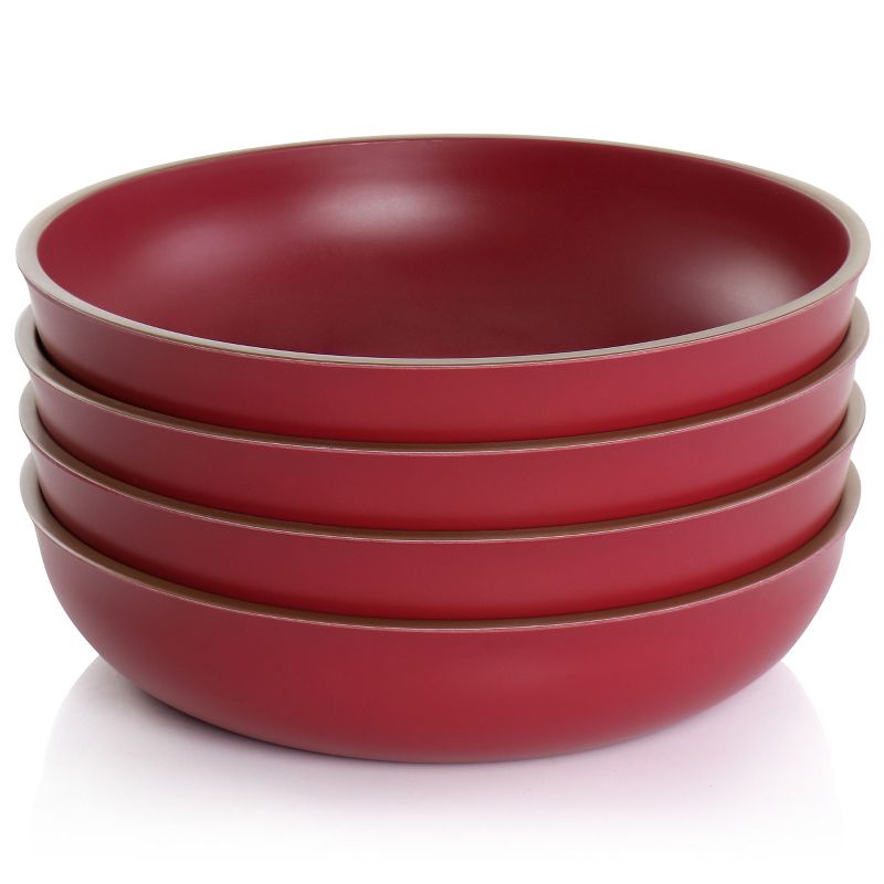Gibson Home Rockabye 4 Piece Melamine Dinner Bowl Set in Dark Pink, 3 of 8