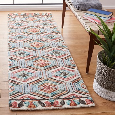 Handmade Light Blue Wool Tufted Area Rug 24" x 12"