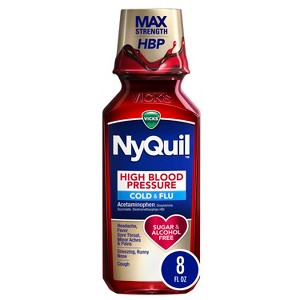 Vicks NyQuil High Blood Pressure Cold & Flu Liquid, 8 FL OZ - 1 of 4