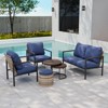 EAGLE PEAK Sunset Dune 6 Piece Collection Modern Outdoor Furniture Set, Patio Wicker Lounge Wood Grain - 2 of 4