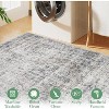 Washable Floral Rug Thin Non-Slip Low Pile Area Rug Stain Resistant Foldable Space-Saving Carpet Mat for Entryway - 2 of 4