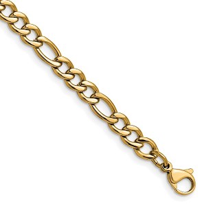 Chisel Stainless Steel Polished Yellow IP-plated 5.3mm 7" Figaro Chain Bracelet - 1 of 4