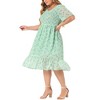 Agnes Orinda Women's Plus Size Elegant Smocked Chiffon Floral Midi A Line Dresses - 2 of 4